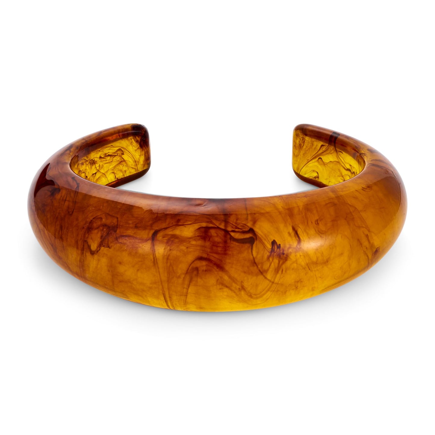 WOWORAMA Brown Acrylic Resin Cuff Bracelet for Women Translucent Tortoise Dome Open Bangles Thick Chunky Mottled Acetate Acrylic Bracelets
