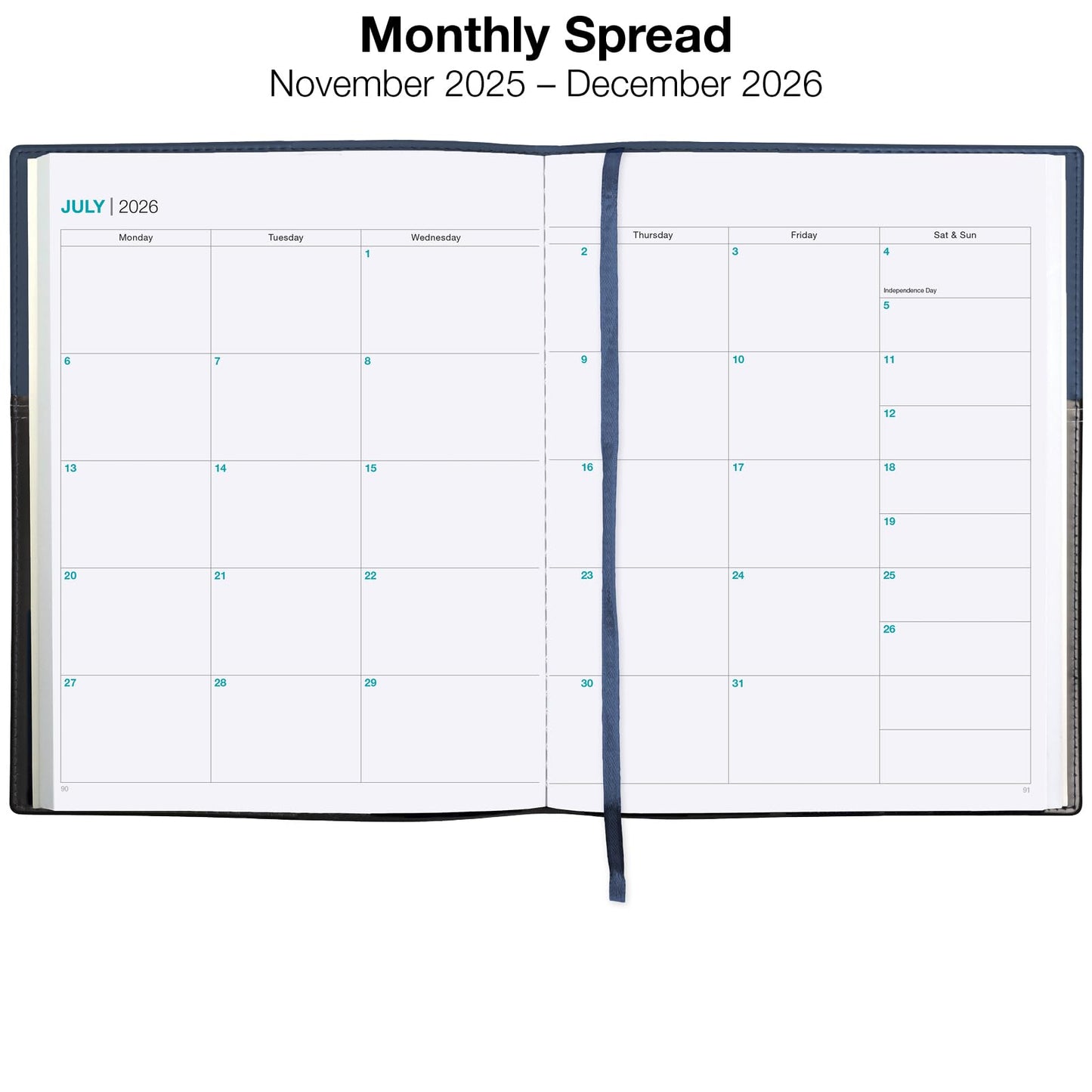 2026 Planner Calendar, 8"x10" : Includes 14 Months (November 2025 - December 2026) / 2026 Weekly Planner/Weekly Agenda/Monthly Calendar Organizer (Navy/Black)