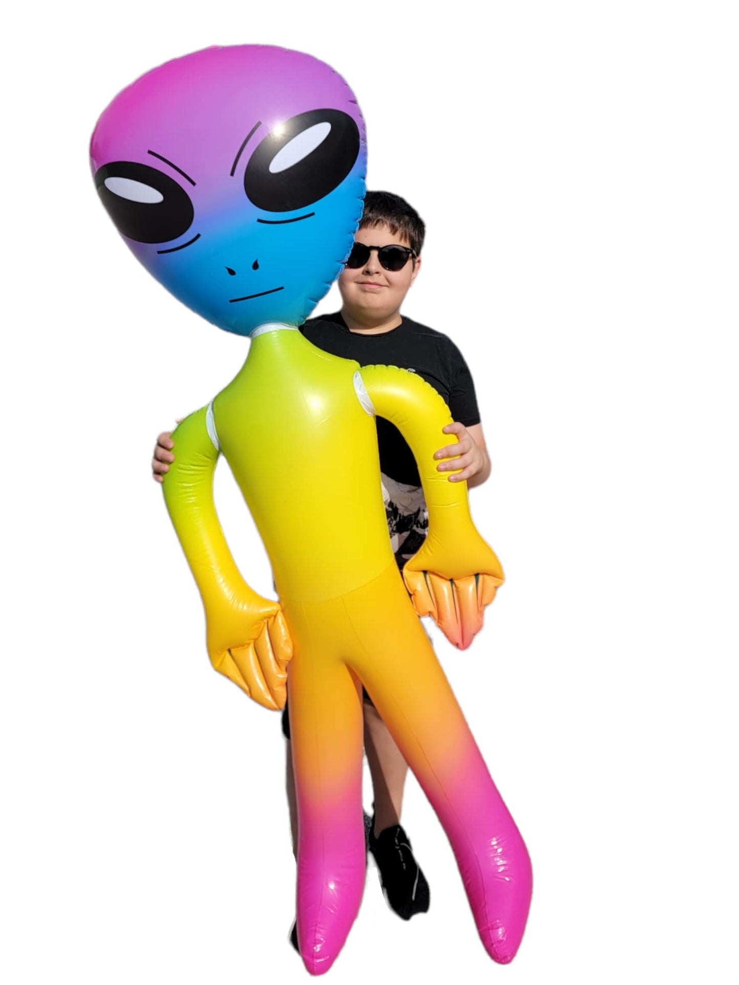 63" Giant Alien INFLATE (Vinyl) Galaxy/Rainbow/Tie Dye. Inflatable Huge Alien Figures on Hang Tag. (63" Giant Rainbow Alien INFLATE)