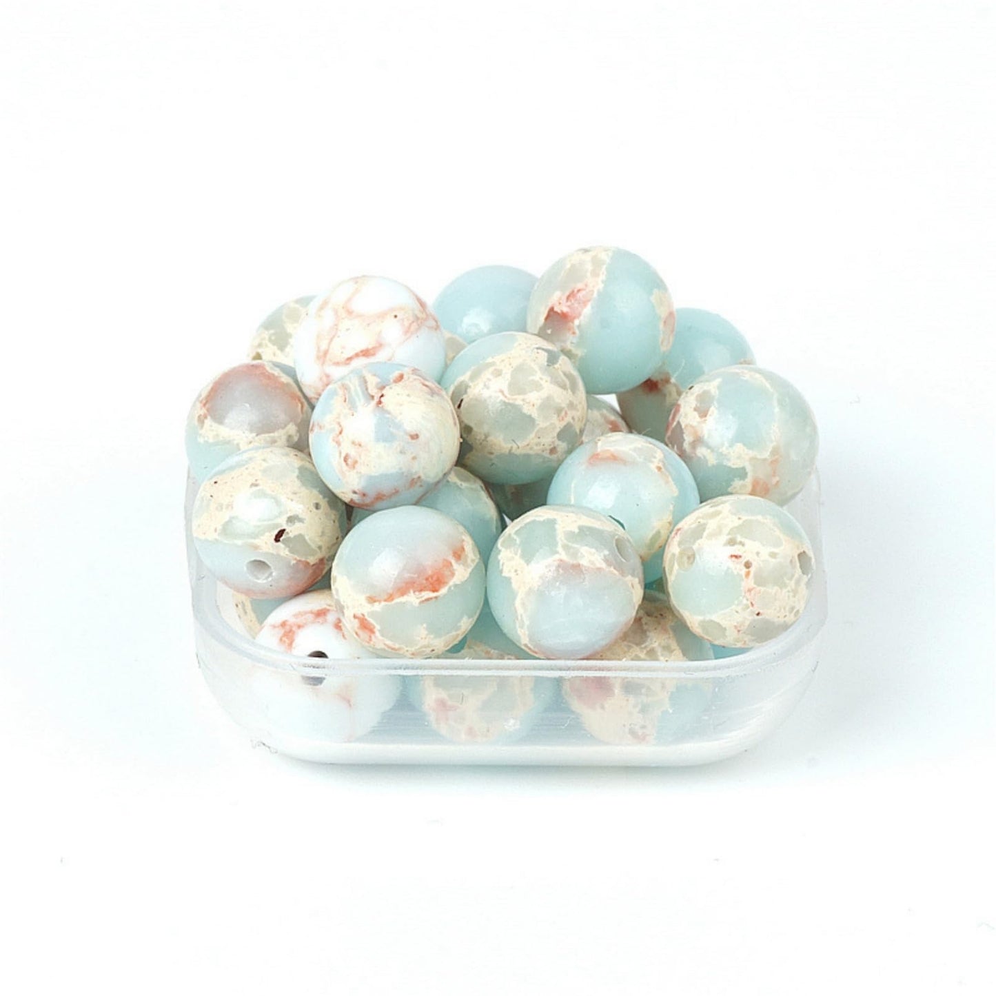 100Pcs Natural Stone 6mm Azure Imperial Jasper Round Loose Gemstone Energy Healing Beads Hole Size 1mm DIY Smooth Beads for Bracelet Necklace Earrings Jewelry Making