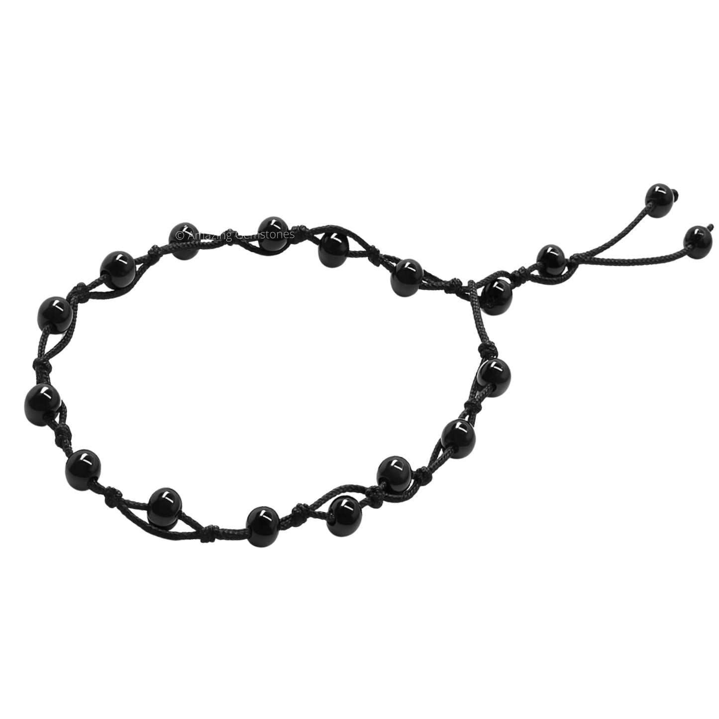 Amazing Gemstone Black Obsidian Anklet Ankle Bracelets for Women - Waterproof Beaded Healing Crystal Anklets, Plus Size Chakra Gemstone Bead Anklet (Stretchy Adjustable - Hand Knotted)