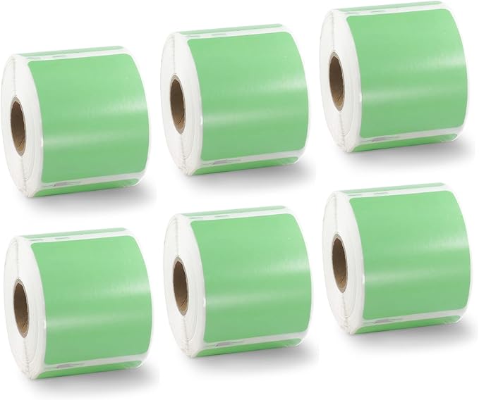BETCKEY Colored Labels Compatible with Dymo 30324 (2-1/8" x 2-3/4") Large Multipurpose Labels, Compatible for Dymo LabelWriter Thermal 450, 4XL & Zebra Desktop Printers [6 Rolls, Green]