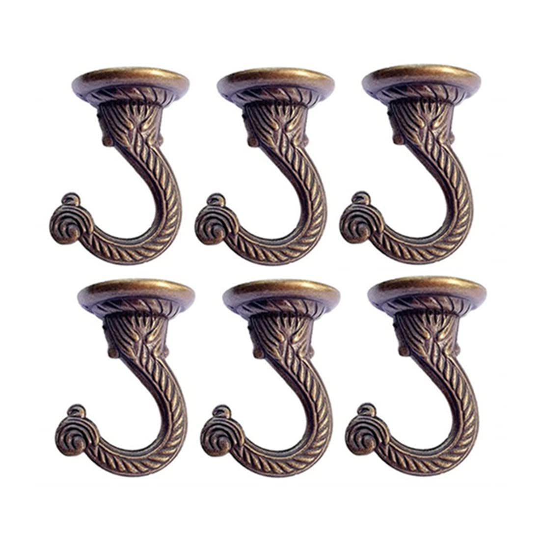 GDQLCNXB Swag Ceiling Hooks Heavy Duty Swag Hook Hanging Plants Chandeliers Wind Chimes Ornament Hooks for Home Office Kitchen ， 6 Sets 55mm/2.17" (Bronze,Large).