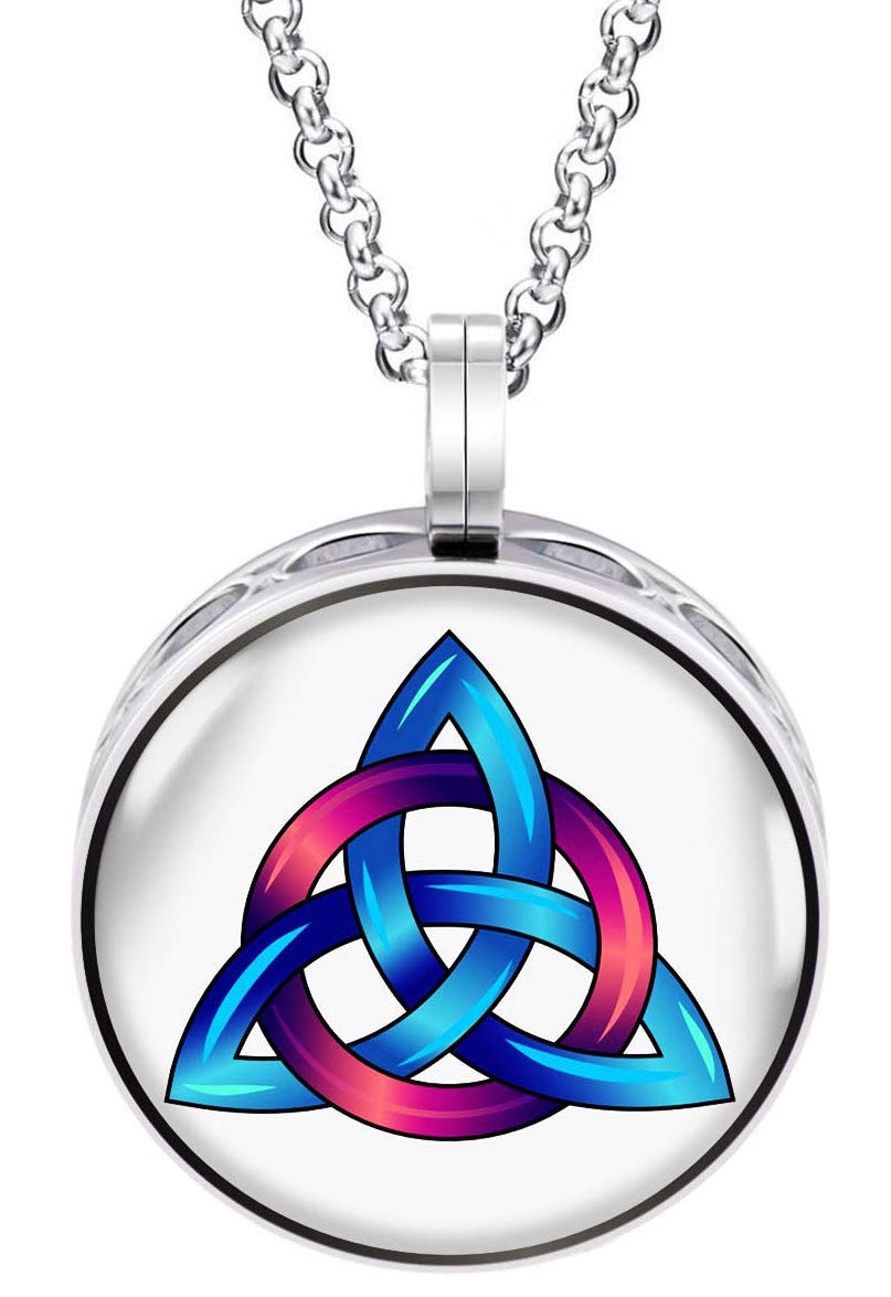 Wild Essentials Trinity Knot Enamel Finish Essential Oil Diffuser Necklace Gift Set - Includes Aromatherapy Pendant, 24" Stainless Steel Chain, 8 Color Refill Pads …