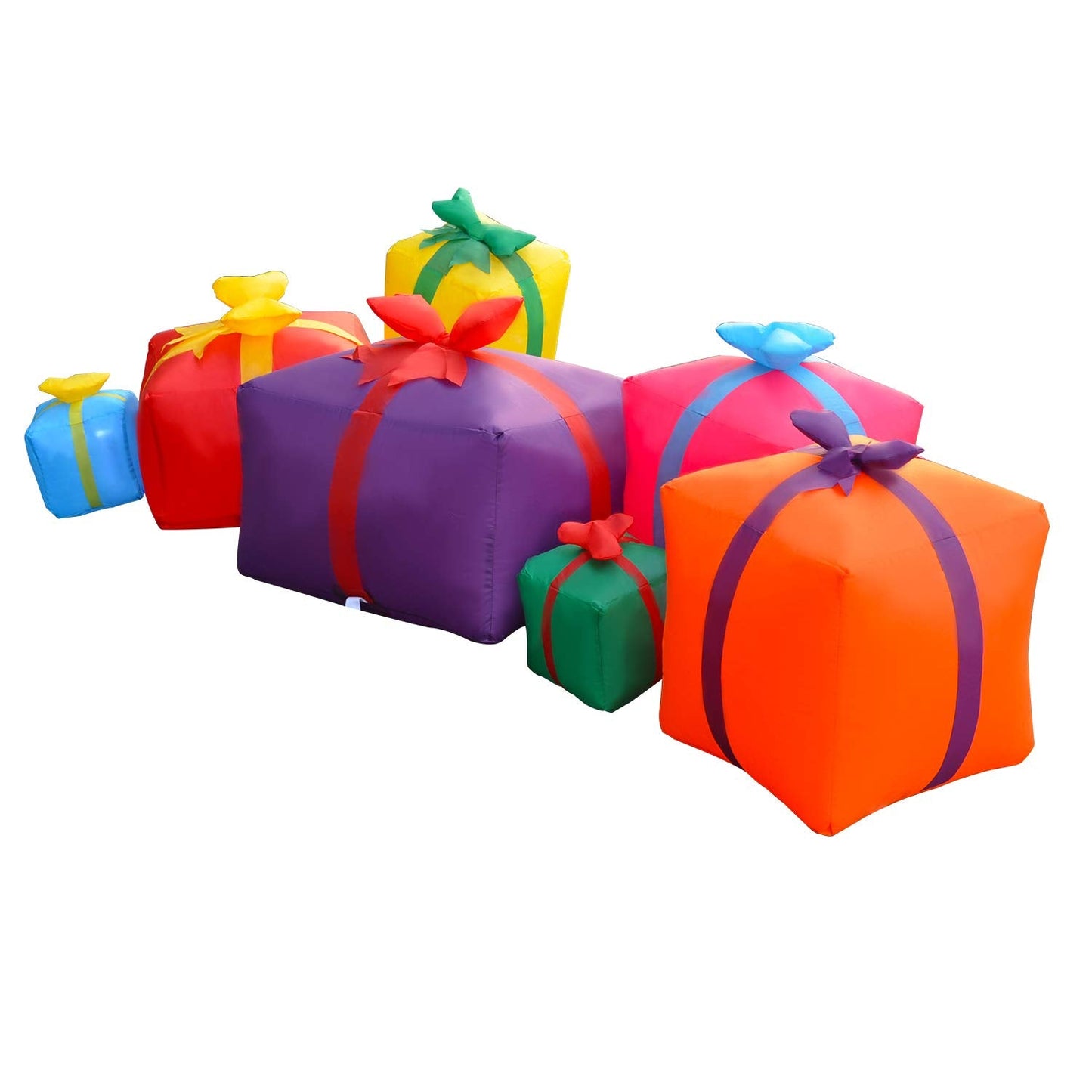 SEASONBLOW 6 Ft LED Light Up Inflatable Christmas 7 Gift Boxes Lantern Decorations for Indoor Outdoor Yard Garden Lawn Holiday Party