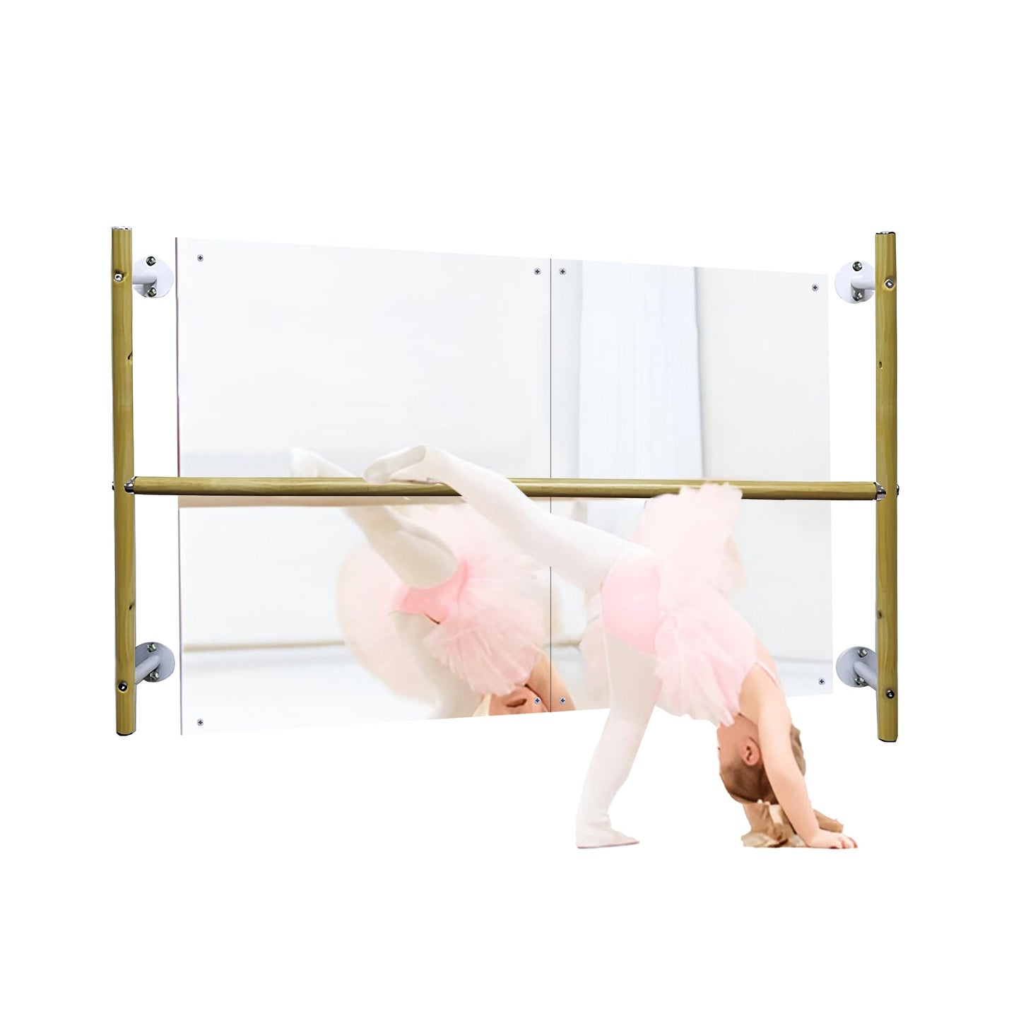 Montessori Coordination Mirror Set - Pull Up Bar and Mirror for Babies, Toddlers | Develop Motor Skills Self-Discovery | Hardware Included | Plexiglass Acrylic Safety & Powder Coated Steel Bar