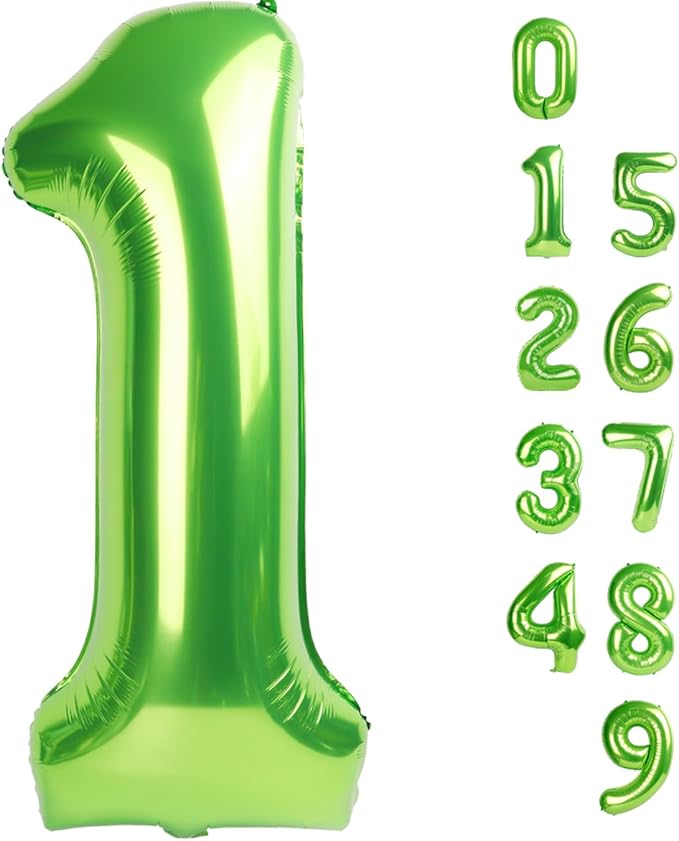 Number Balloons 1, 40 Inch One Balloons for 1st Birthday Girl Boy 1 11 21 Party Decorations Baby Shower Photo Shoot, Light Green 1 Balloon