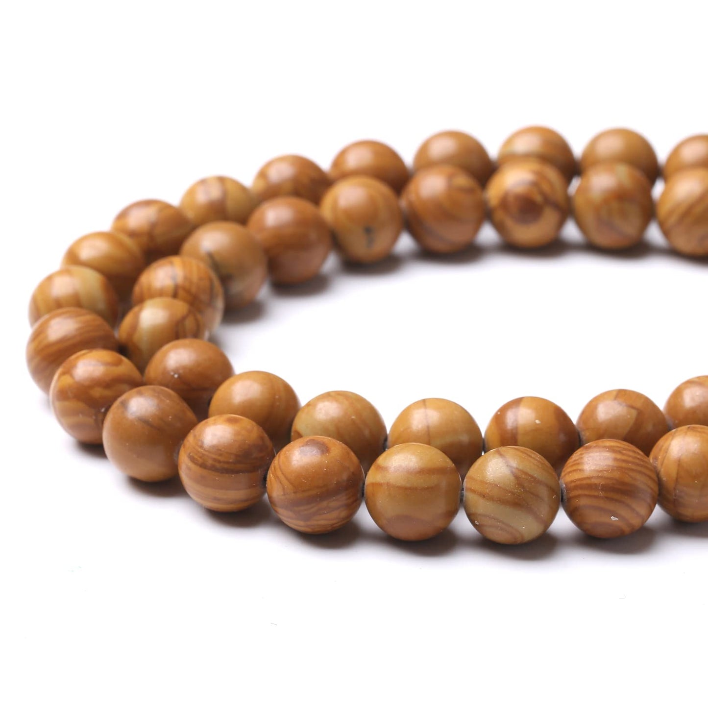 36PCS 10MM Natural Woodgrain Jasper Stone Beads Round Shape Suitable for Jewelry DIY Bracelet 15 Inches