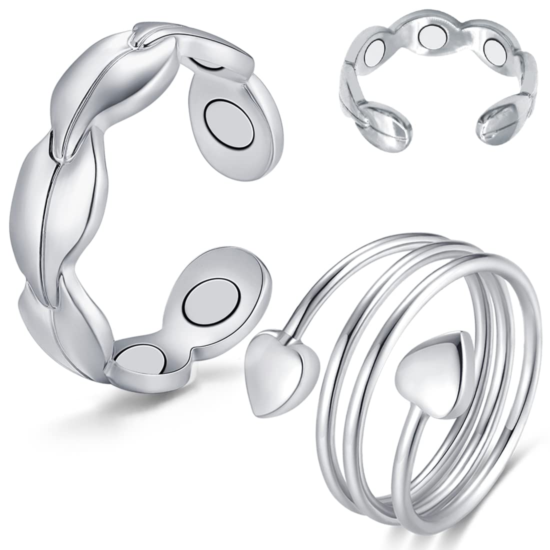 Cigmag 2PCS Copper Rings for Women - Pure Copper Magnetic Ring Strong Magnets - Adjustable with Present Box
