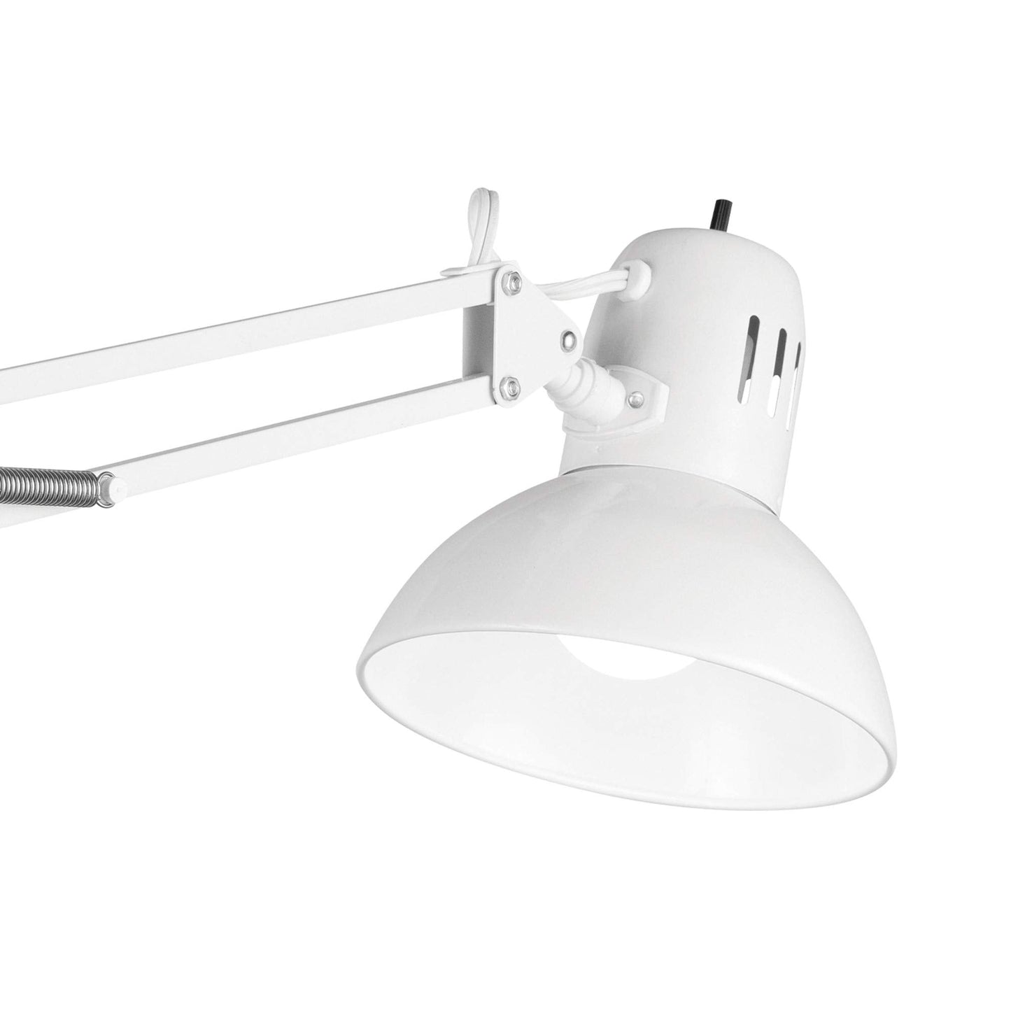Globe Electric 52847 31.5 Inch Swing Arm Clamp-On White Desk Lamp with Nickel Accents, On/Off Rotary Switch, Book Reading Light, Home Essentials, Office Décor, LED Bulb Compatible