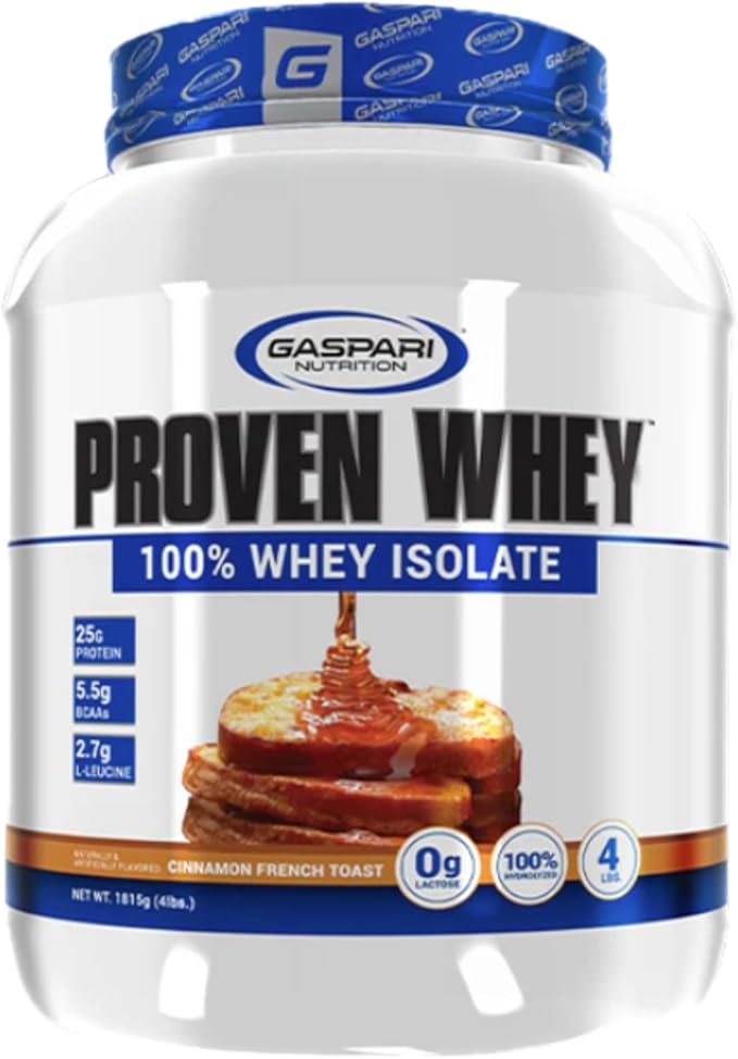 Gaspari Nutrition Proven Whey, 100% Hydrolyzed Whey Isolate, High Protein, Lactose Free, Low Carbohydrate and Low Sugar (4 lb, Cinnamon French Toast)