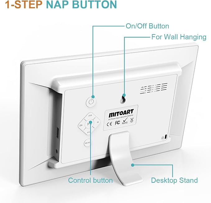 10.1 Inch Digital Alarm Clock with Date and Day of Week for Dementia Seniors, Clear Large Screen, Multiple Alarm Sets, Auto DST, Designed Specifically for Elderly - White