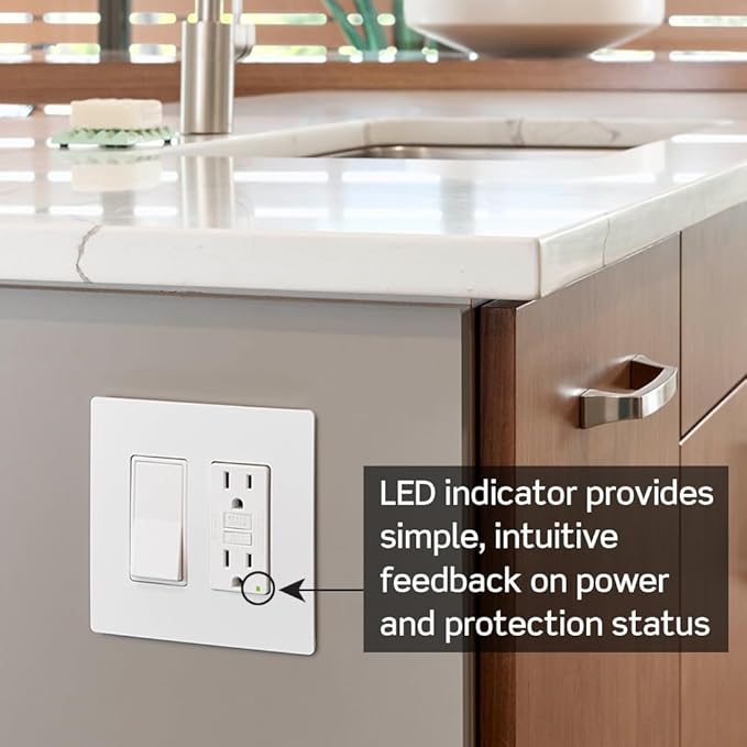 Leviton GFCI Outlet,15 Amp,Self Test,Tamper-Resistant with LED Indicator Light,Protection from Electric Shock and Electrocution,GFTR1-W,White,(Pack of 10)