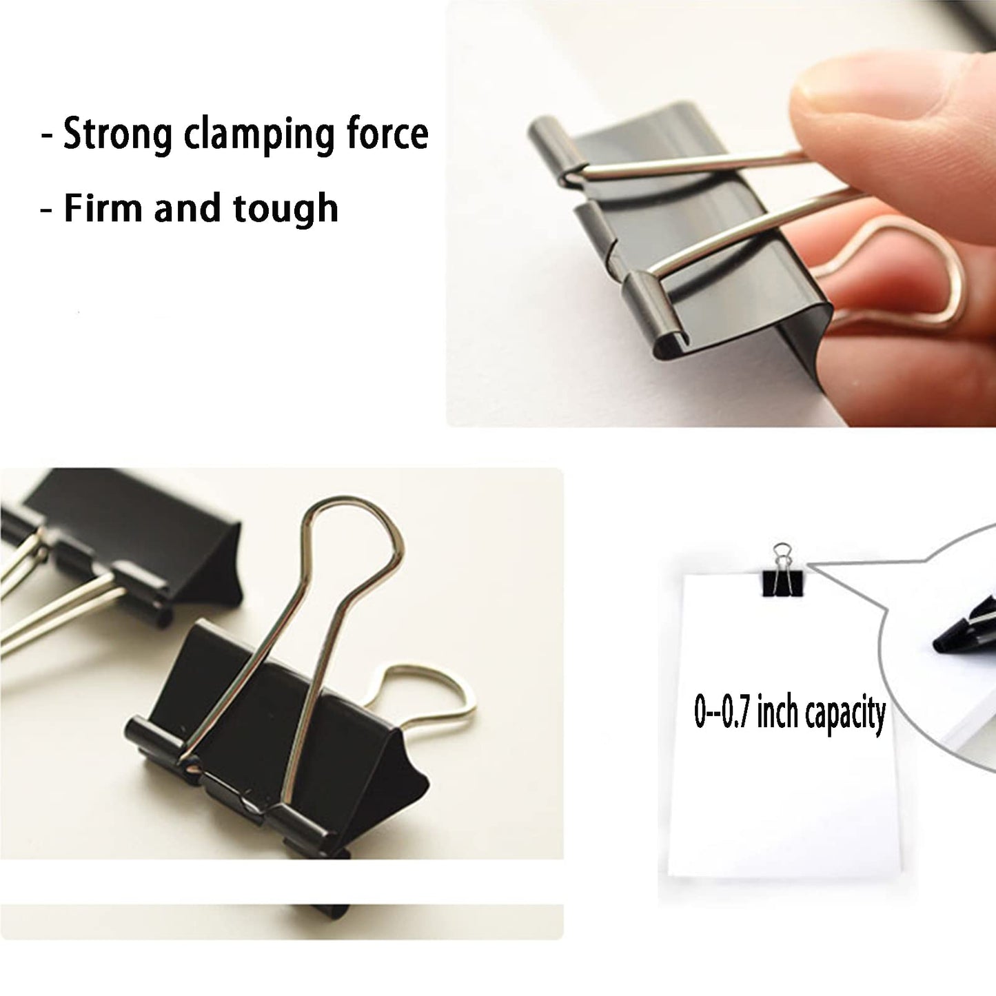 Medium Binder Clips 1.6 Inch (60 Pack), Large Binder Clips Medium Paper Clamps for Office and Home Supplies, Black