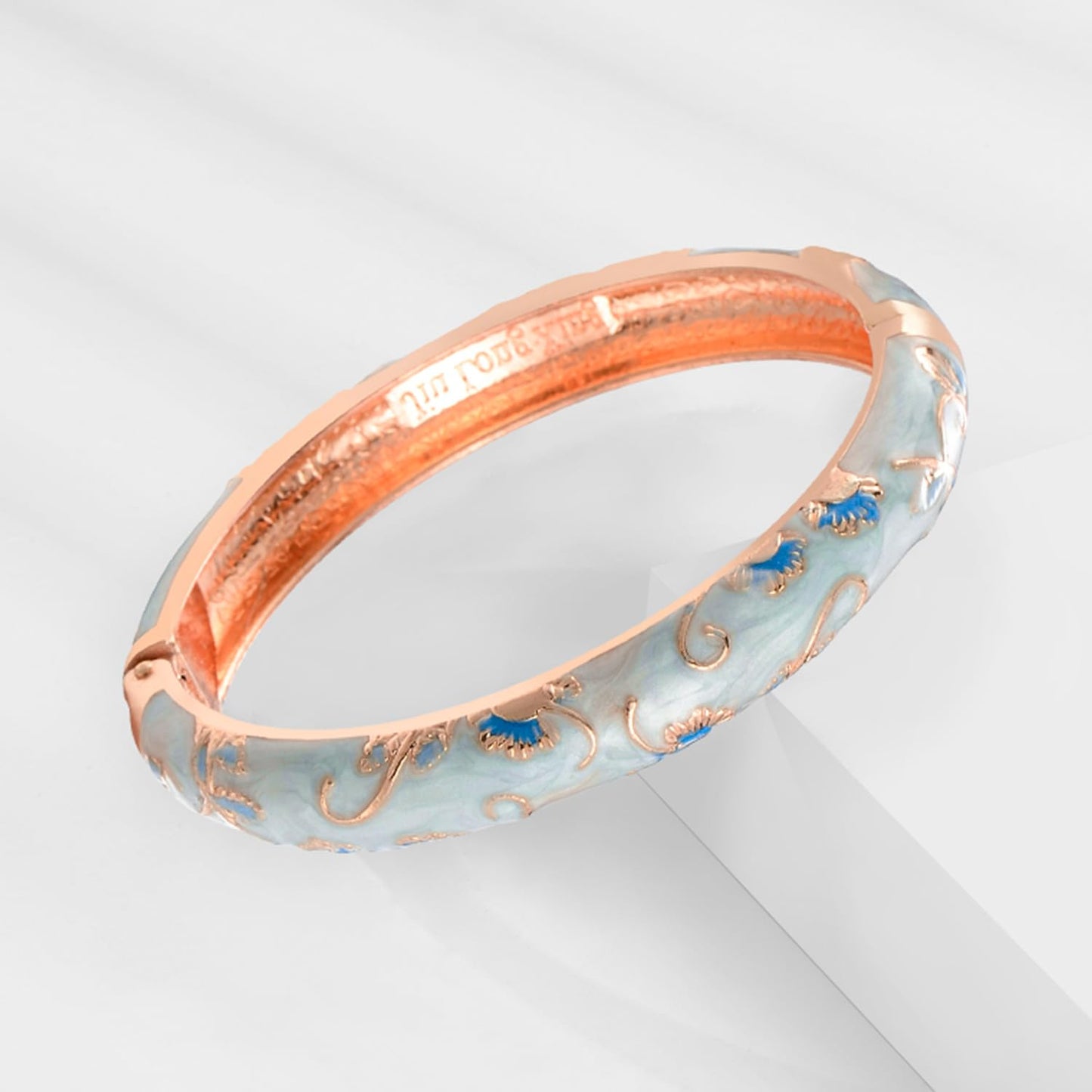 UJOY Bracelets Multicolor Butterfly Enamel Indian Jewelry Handmade Open Cuff Bangle for Women 55A108 Light Blue