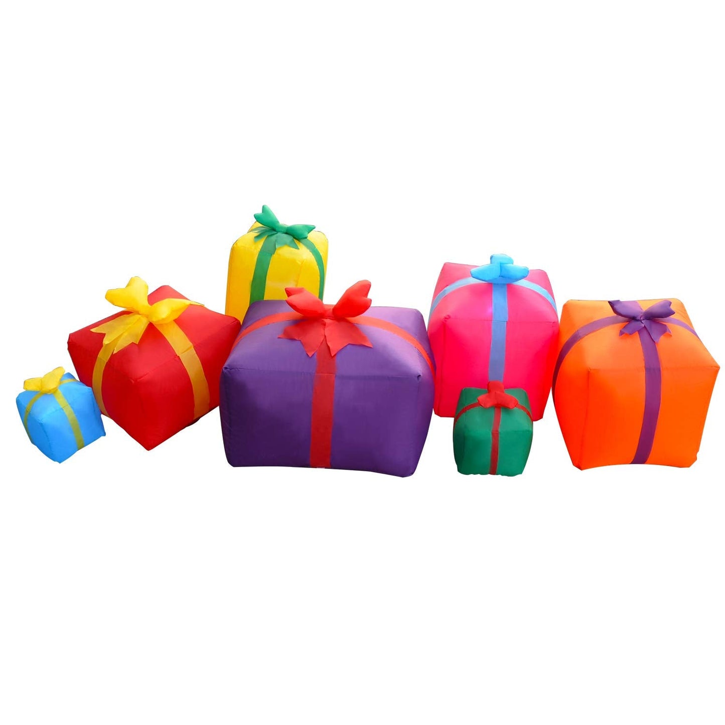 SEASONBLOW 6 Ft LED Light Up Inflatable Christmas 7 Gift Boxes Lantern Decorations for Indoor Outdoor Yard Garden Lawn Holiday Party