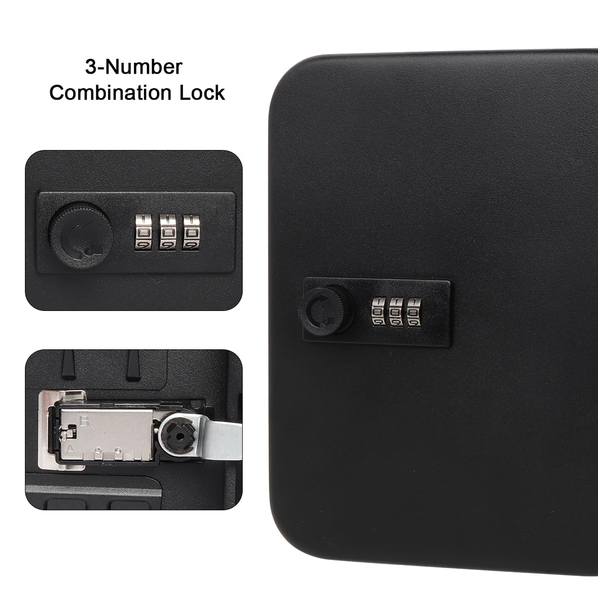 Decaller 20 Key Storage Lock Box with Code, Wall Mount Metal Security Key Cabinet with Combination Lock, 7.87" x 6.30" x 2.95", Black