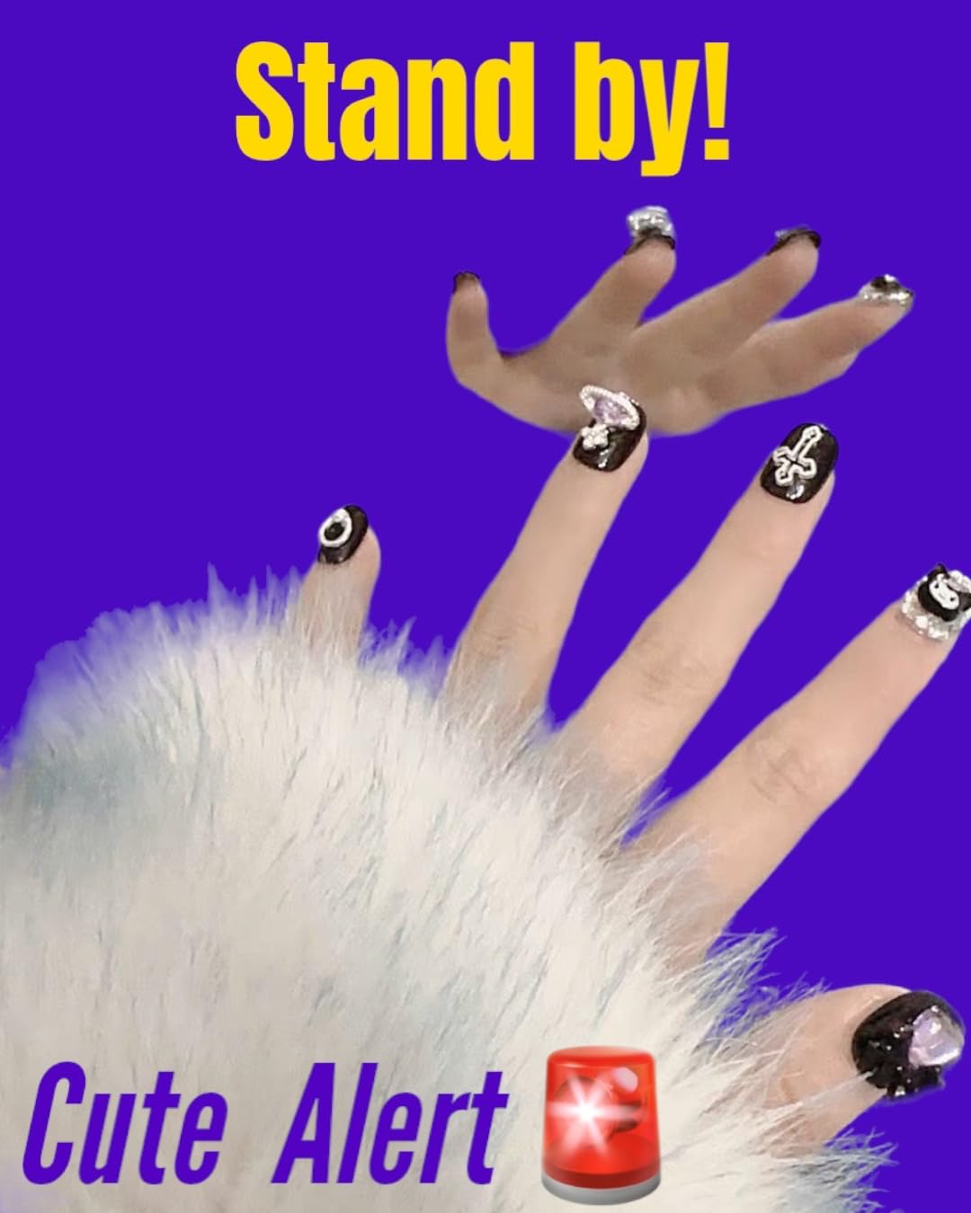 Kawaii Kuromi Pochacco 3D Nail Decal - Anime Press On Nails
