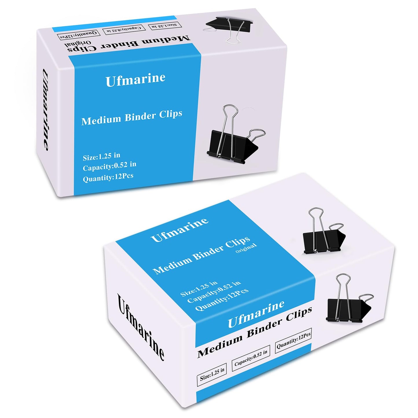 Ufmarine Medium Binder Clips 1.25 inch Length, (72 Pcs) Medium Paper Clips for Office Supplies
