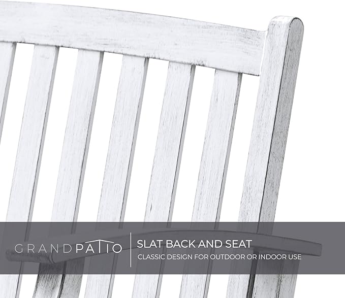 Grand patio 52" Farmhouse Outdoor Bench, Garden Benches with Rust Free Metal Powder Coated Frame and Aluminum Backrest, Faux Wood Grain Finish Frame Patio Bench for Front Porch,Gray-White
