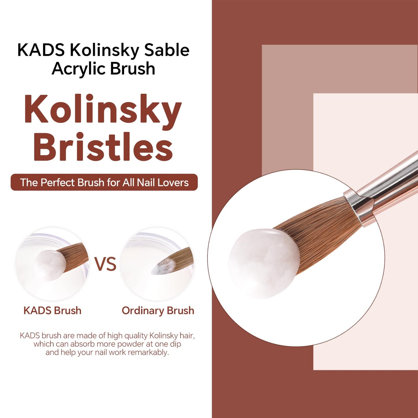 KADS Acrylic Nail Brush with Penholder Nail Brush for Acrylic Application-Oval Shaped Powder Nail Design Tools for Professional Manicure DIY Home Salon (18#)