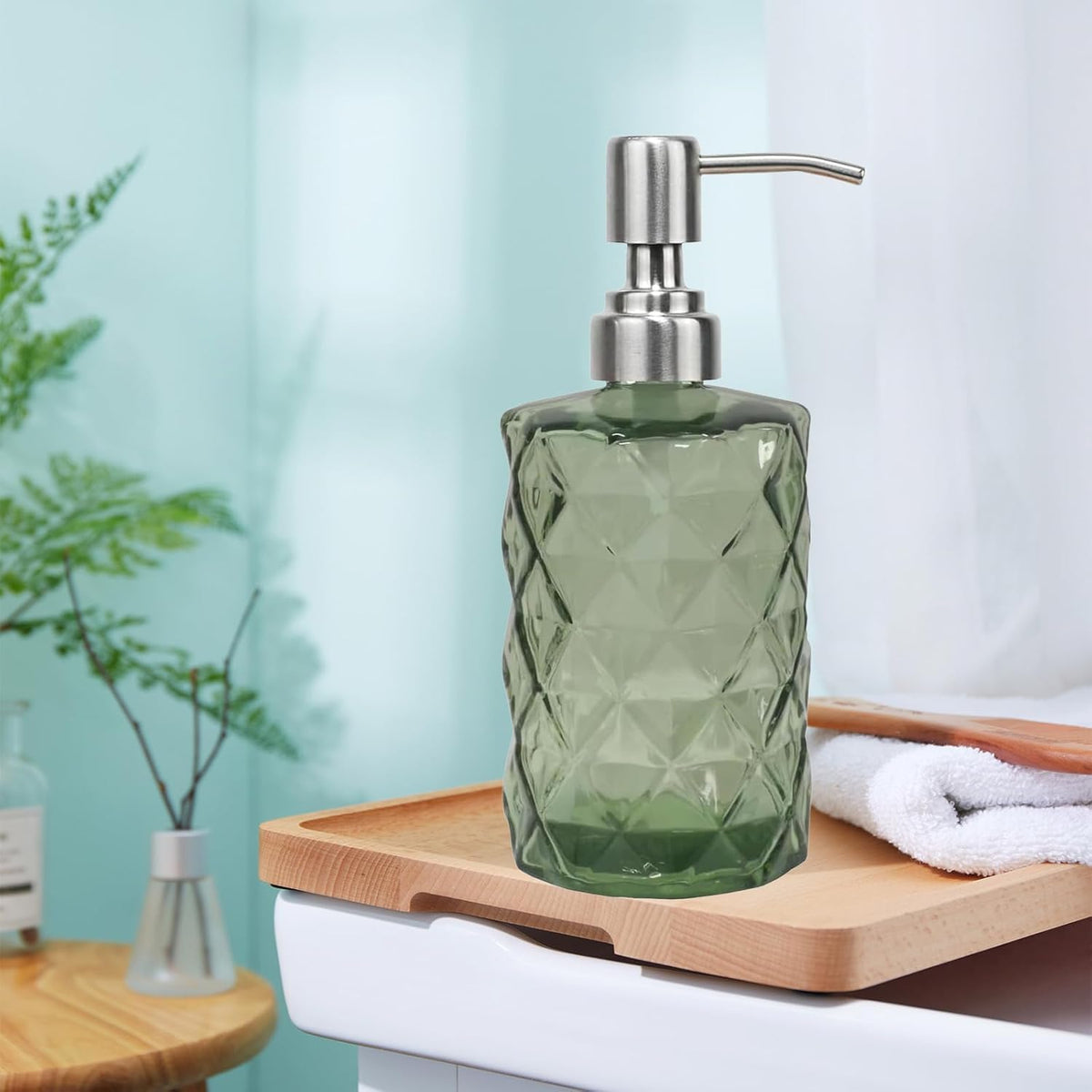 12Oz Green Soap Dispenser Bathroom (2 Count)