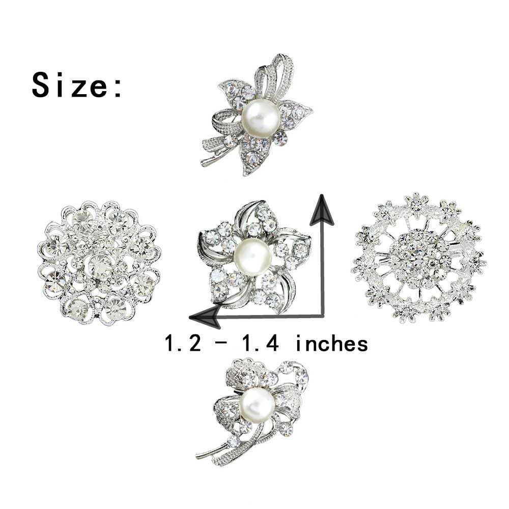 12pcs lot silver plated crystal rhinestone wedding brooches pins