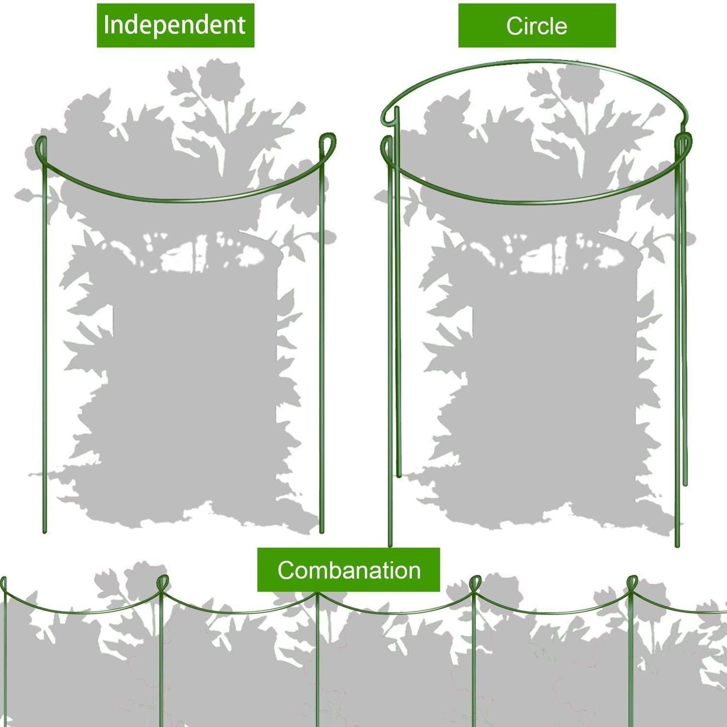 HiGift 10 Pack Peony Cages and Supports, 10" (W) x 16"(H) Plant Support, Heavy Duty Metal Plant Support Stake for Indoor Plants Half Round Garden Stakes Plant Support Ring for Hydrangea,Flower Outdoor