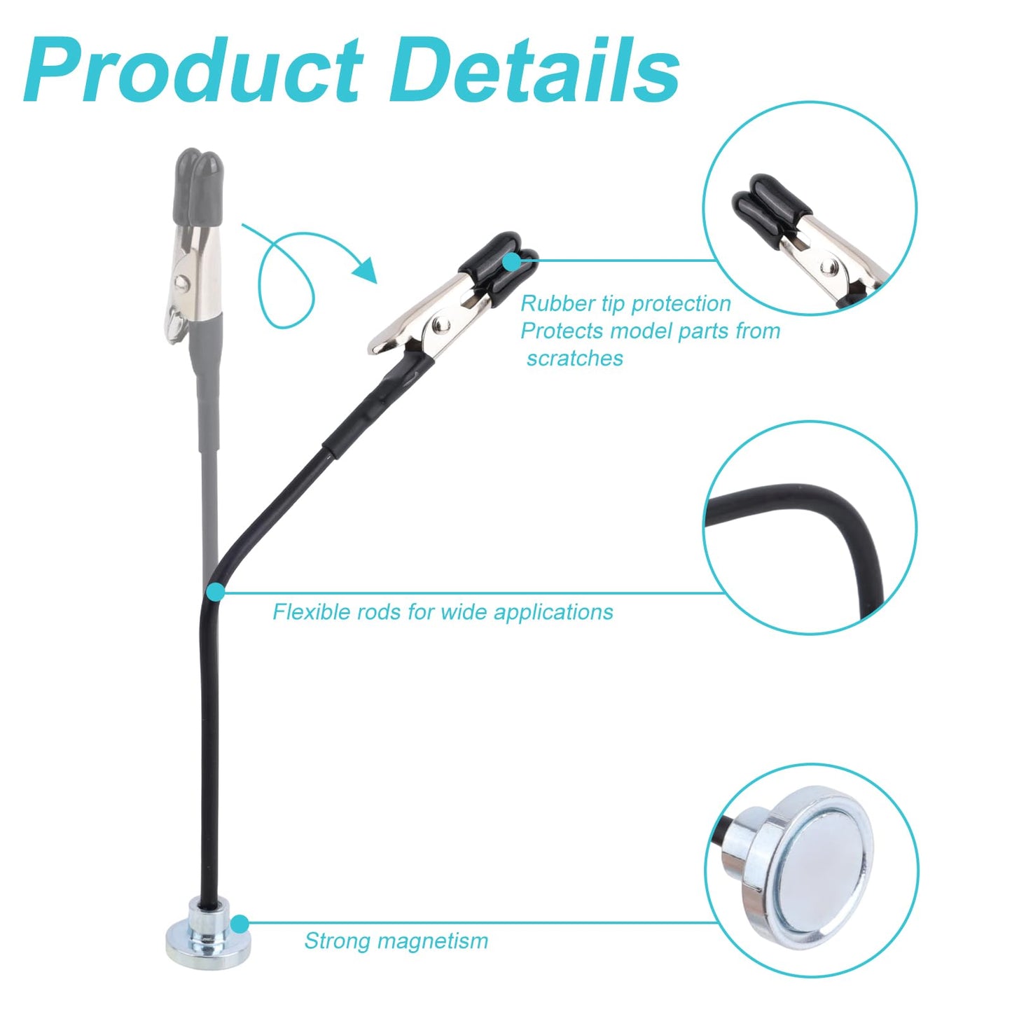 2pcs Metal Model Painting Stand Base Holder with 24pcs Bendable Magnetic Alligator Clip Sticks, Modeling Tools for Airbrush Models Coloring & Hobby Model Painting