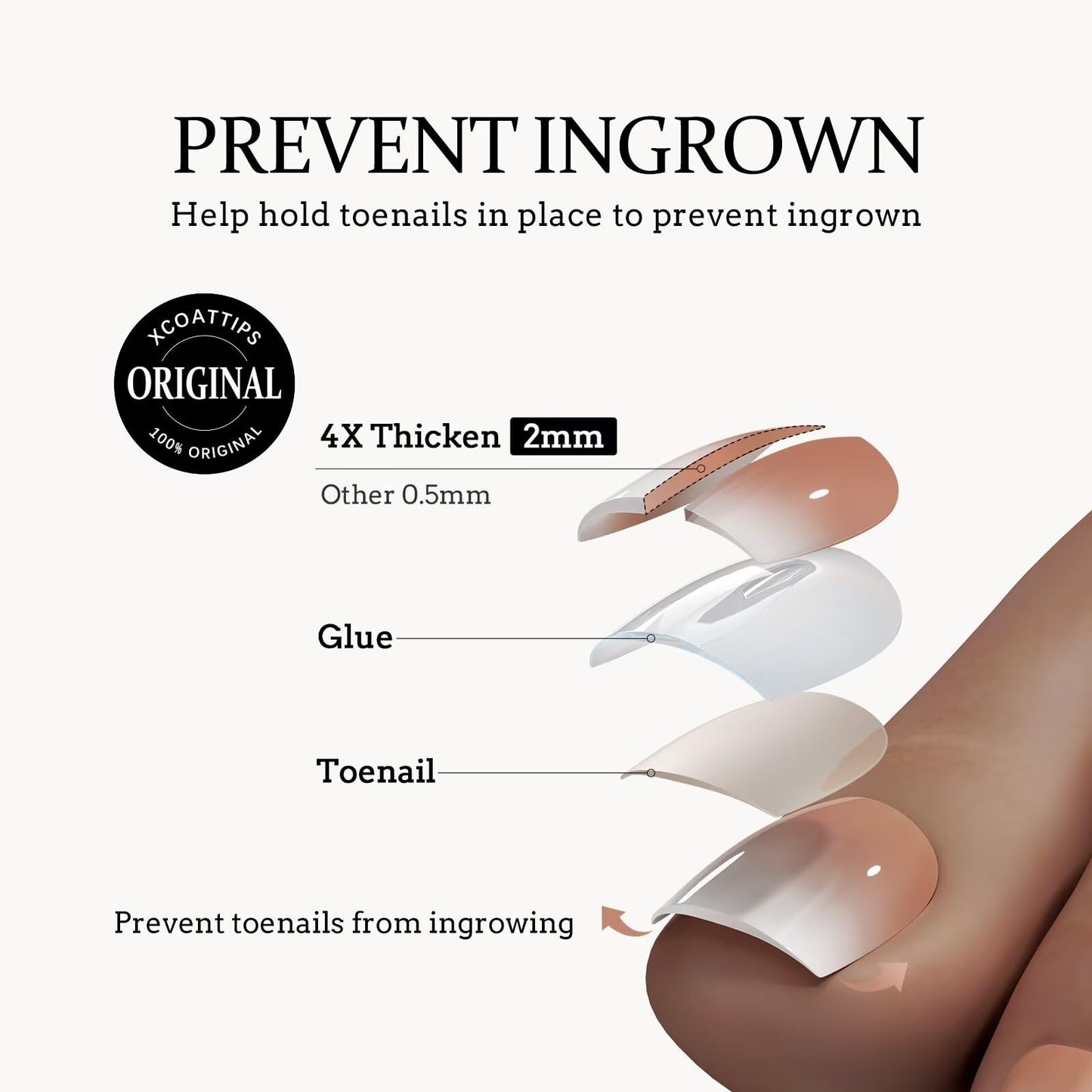 BTArtboxnails XCOATTIPS Toe Nail Tips - Ombre Short Press On Toenails for Women, 160 Pcs 16 Sizes Brown White Soft Gel Toe Nail Press Ons, Soak Off Acrylic Fake Toe Nail Extensions