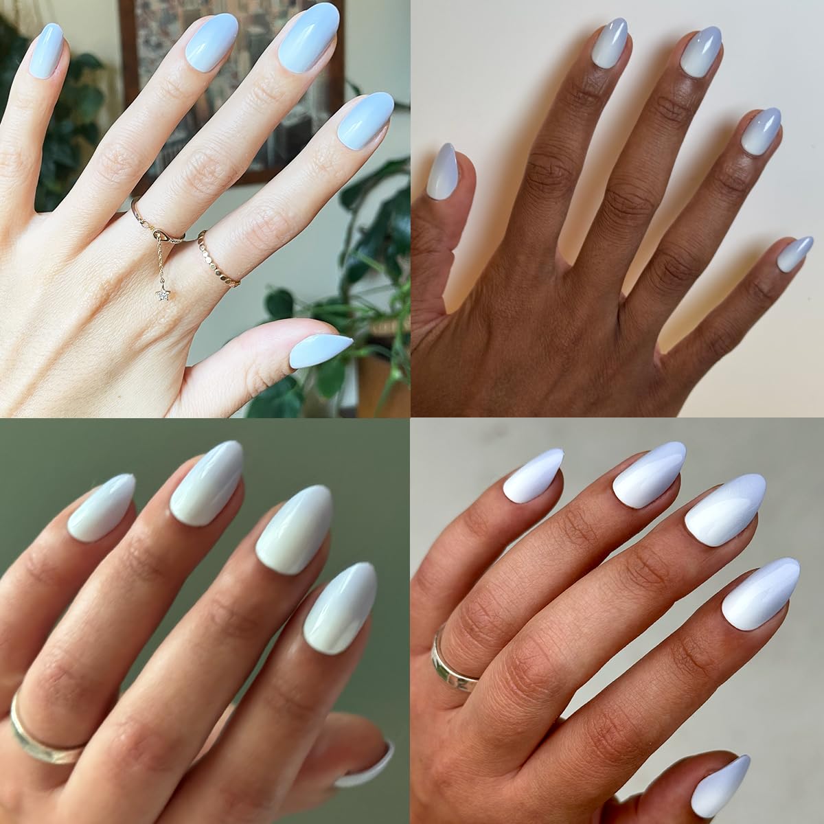 Olive & June Instant Mani Press-On Nails (Glue) | 42 Fake Nails, 21 Sizes | Non-Toxic, Long-Lasting Recycled Materials Realistic Look | Spring Flowers & Patterns |Medium, Almond | BP Ombre