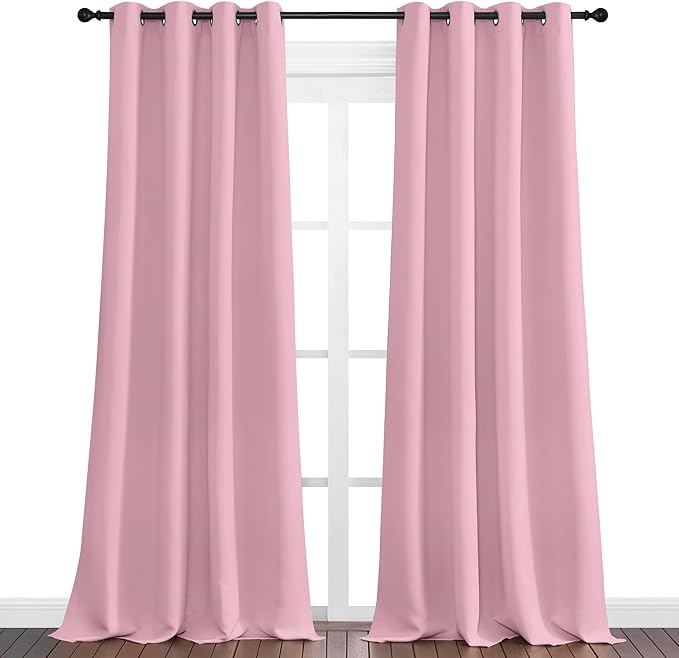 NICETOWN Crystal Pink Blackout Curtains 90" Long for Office, Dining Room, Guest Room, Sound Reducing Heat and Cold Block Curtain Panels for Modern Room Decorative (55" Wide, 2 Pieces)