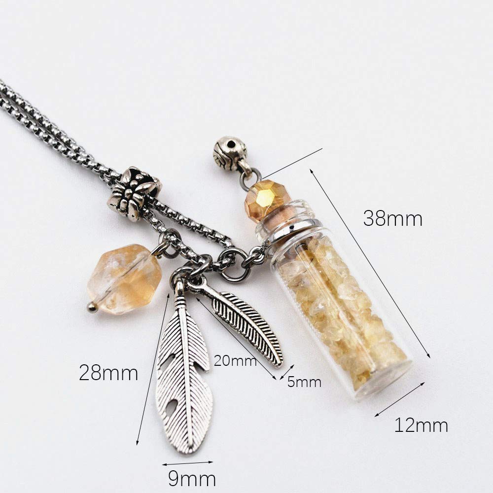 CoolDIY Aromatherapy Essential Oil Diffuser Necklace Locket Pendant Stainless Steel Perfume Crystal stone Glass vial Necklace (Multicolor)
