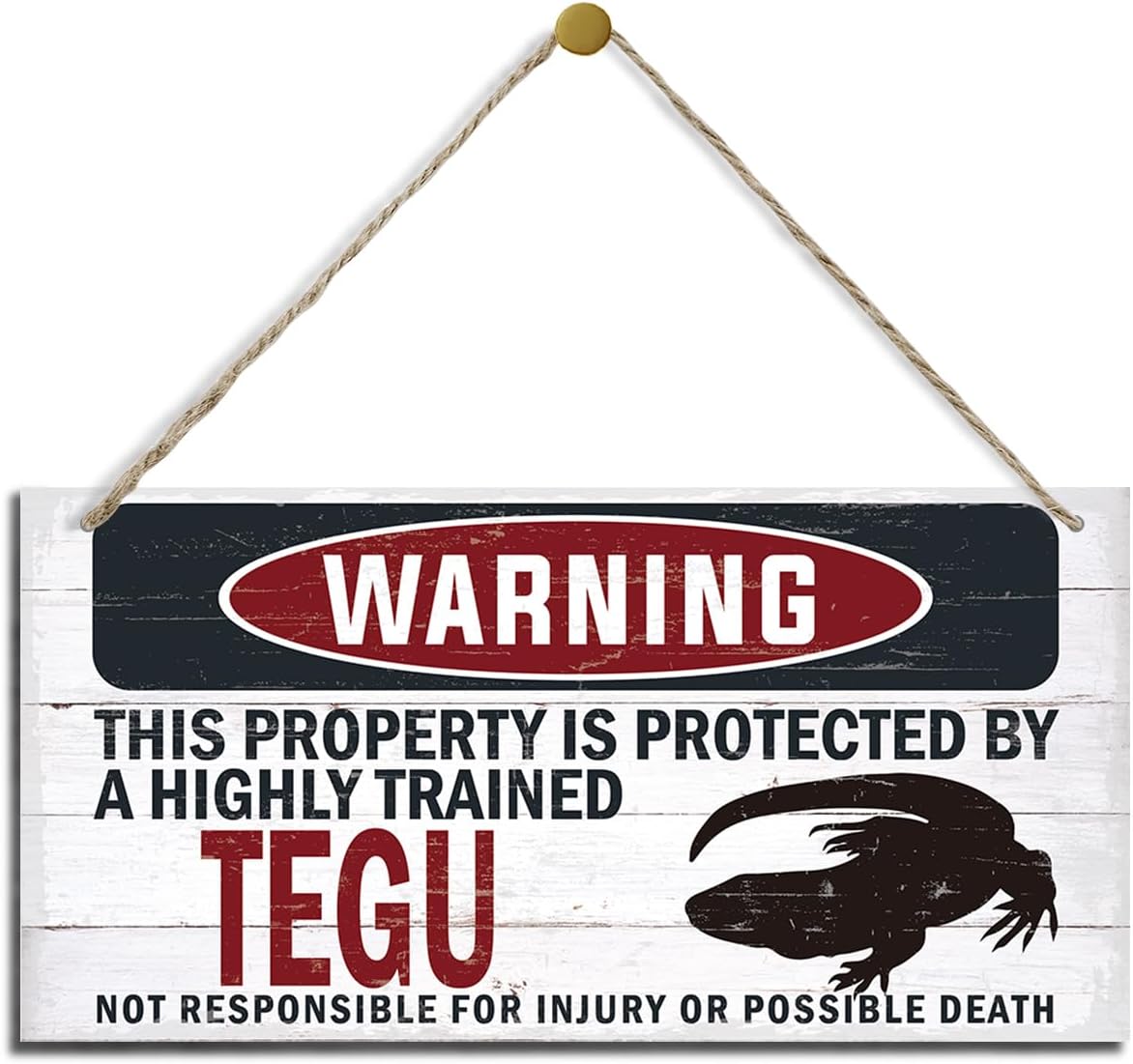 Warning Sign, Tegu Warning Wood Plaque Sign, Funny Door Signs, Decorative Wood Hanging Suspension Plaque, Farmhouse Wooden Wall Decor, Outdoor Hanging Wooden Signs