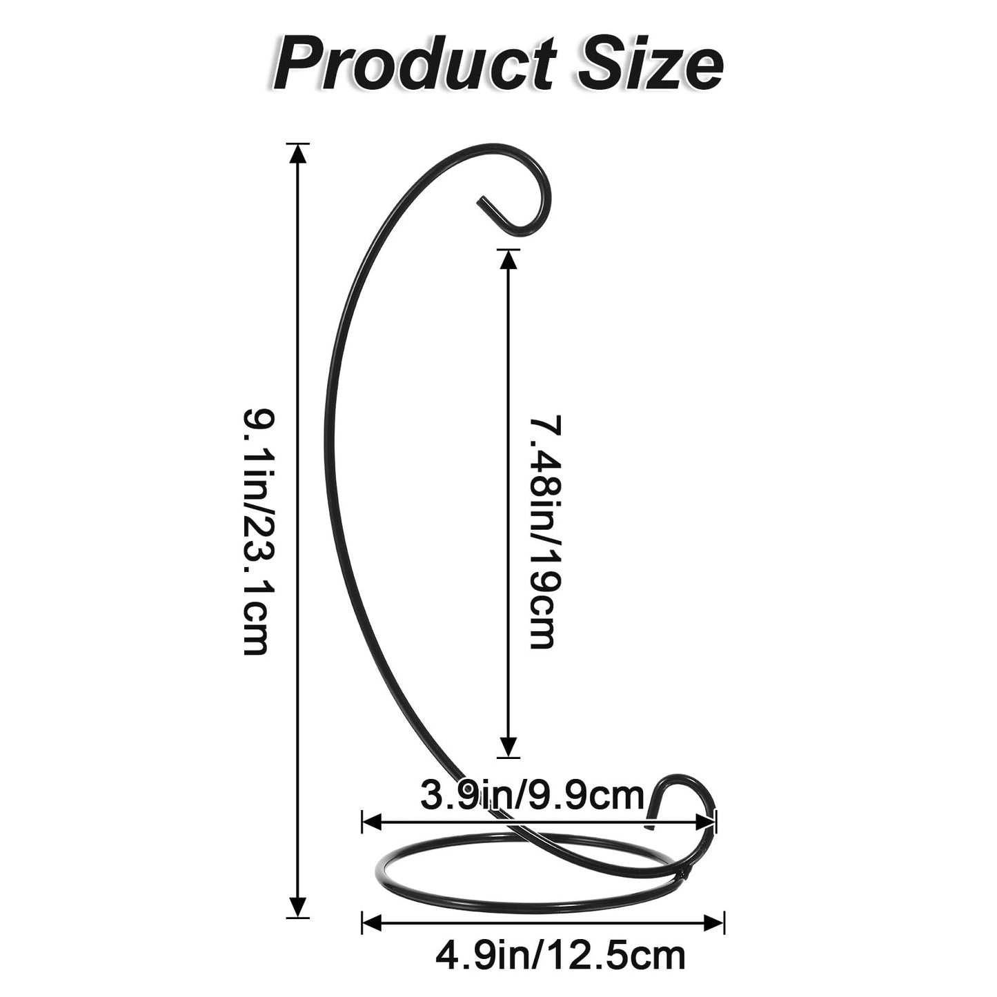 xozeooeu 12 Pack Ornament Display Stands, 9.1 Inch Black Iron Hanging Hook Rack Holder for Christmas Decorations, Glass Globe Terrarium, Witch Ball and Air Plant Display