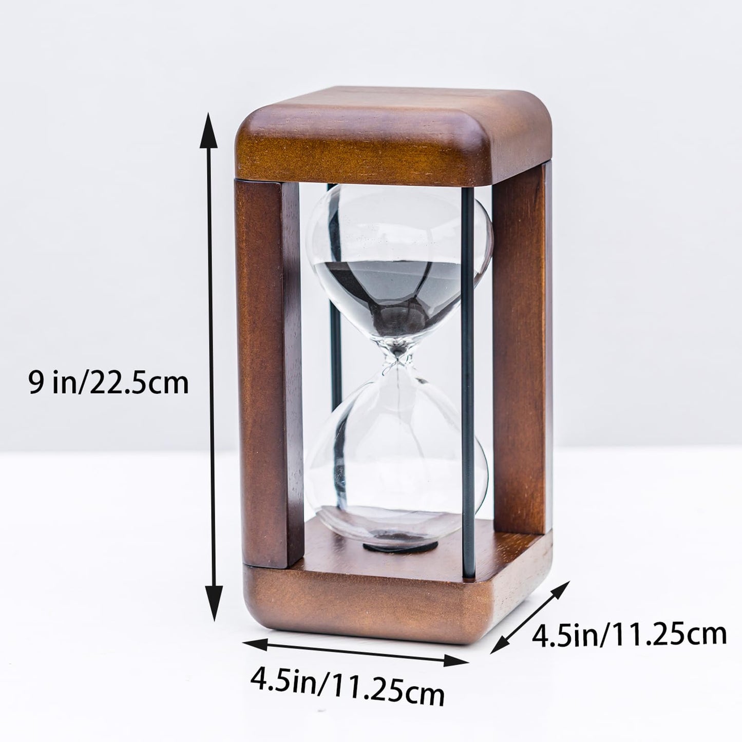 Large Premium Walnut Hourglass,60 Minutes Sand Timers,Hour Glass with Sand Timer for Gift,Hourglass Decor for Home, Desk,Office, Wedding Decor(Black)