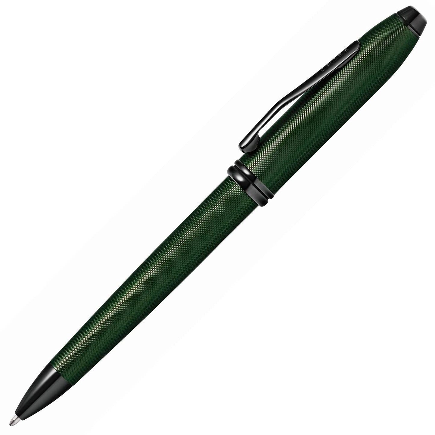 Cross Townsend Matte Green PVD Micro-knurl Ballpoint Pen, Black Ink - Elegant Pen, Black Ink for Effortless Writing - Consistent, Smooth Writing - Large Nib - Long-Lasting - Includes Gift Box