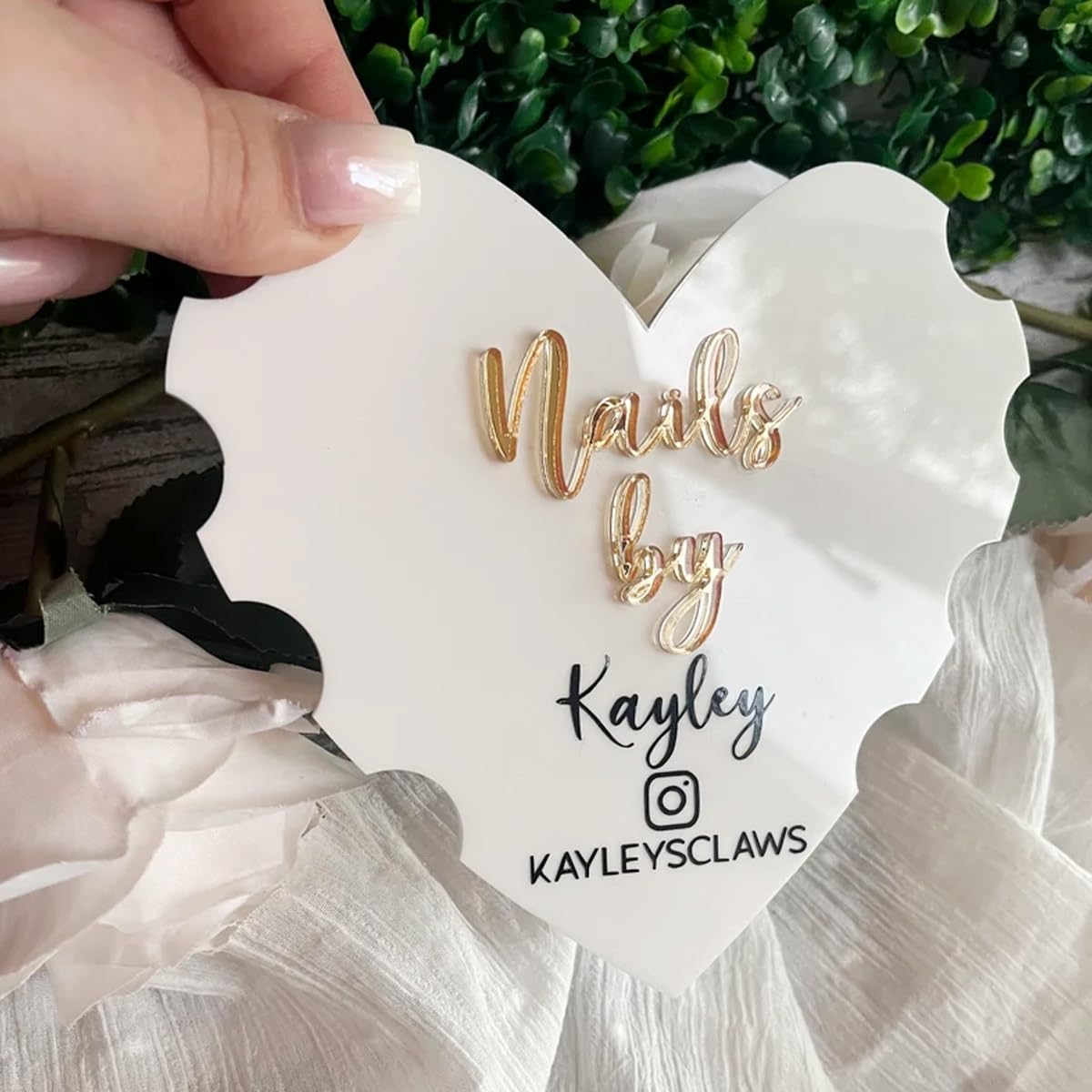 Personalized Heart Shaped Nail Props, Nail Acrylic Props, Custom Nail Trays, Nail Billboards, Nail Technician Gifts, Nail Makeup Trays(Pink)