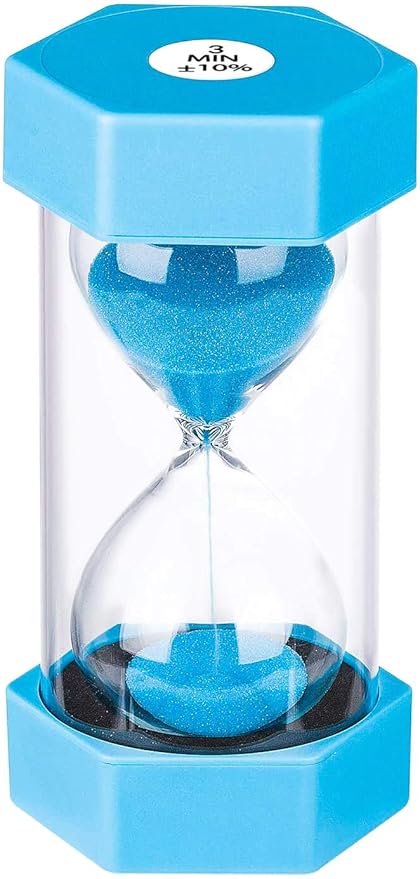 SuLiao Hourglass 3 Minute Sand Timer: Colorful Clock, Small Blue Watch, Plastic Sandglass for Kids, Games, Classroom, Kitchen, Decor