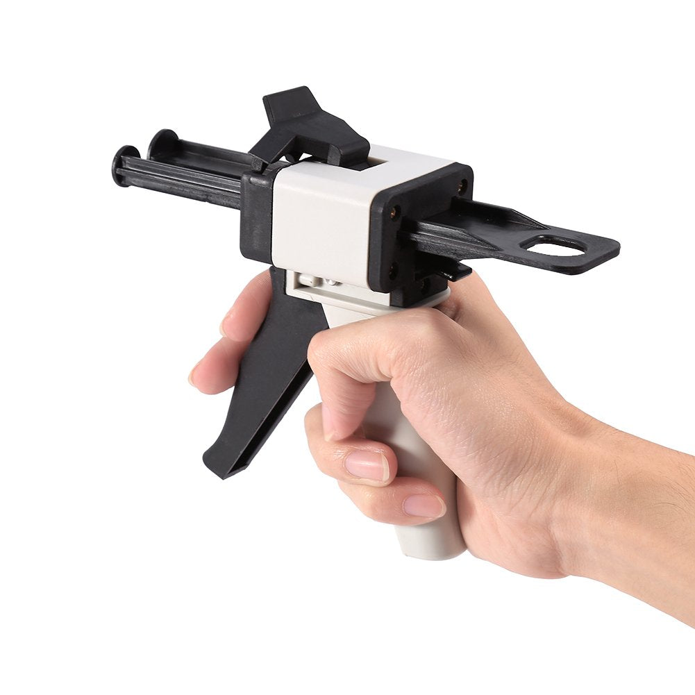 Dispenser Gun Kit, 50ml Adhesive Cartridges Gun Impression Mixing Dispensing Gun Solid Epoxy Gun for 1:1/2:1 Cartridge Mixing Dispenser Delivery Caulking Gun