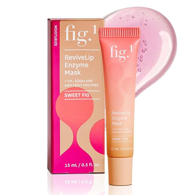 Fig.1 ReviveLip Enzyme Mask | Hydrating Lip Balm for Dry Flaky Lips – Vegan Moisturizing Lip Treatment with Papain & Hyaluronic Acid | Overnight Lip Mask | Lip Moisturizer for Sensitive Skin 0.5 oz