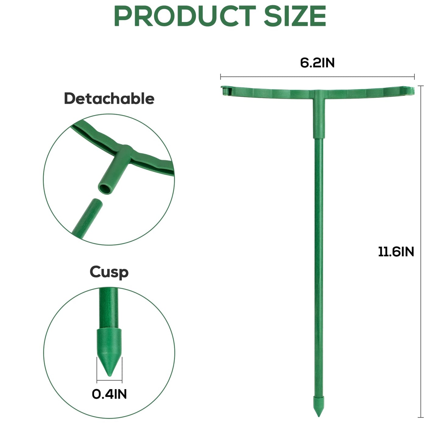 24 Pcs Plant Support Stakes, Half Round Plant Support for Indoor Plants, Stackable Garden Flower Support, Plant Stakes for Tomato, Monstera, Peony, Hydrangea Climbing Plants (6.2 "Wide X 11.6" High)