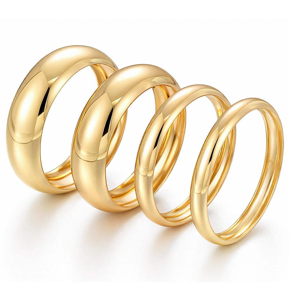 Chunky Gold Bangle Bracelets for Women, Dainty 14k Gold Plated Big Stackable Bangles Set, Trendy Statement Cuff Bracelet Stack Fashion Jewelry Gifts (4 chunky gold bangles)