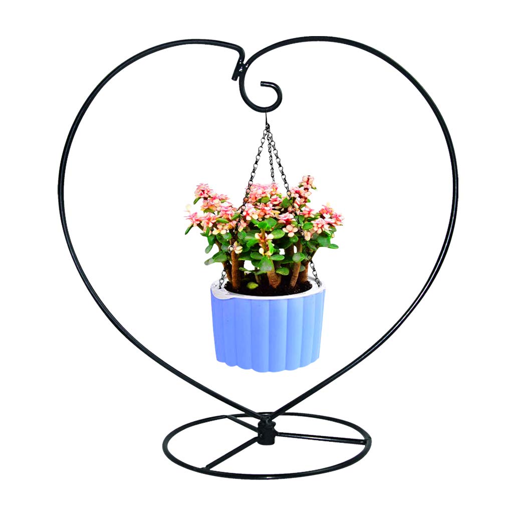 MOCOUM Ornament Display Stand, Iron Glass Ball Ornament Holder Stand for Hanging Plants, Hanging Terrarium Stand for Christmas Wedding Ornament, Home Office Decor (5pcs Black Heart Shaped)