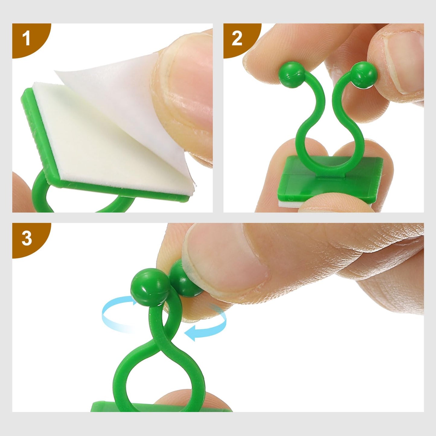 uxcell 100Pcs Plant Climbing Wall Fixture Clips, Plant Fixer Self-Adhesive Hooks Wire Fixing Supporting for Indoor Outdoor Decoration and Cable Wire Fixing (White, 19mm/0.75")