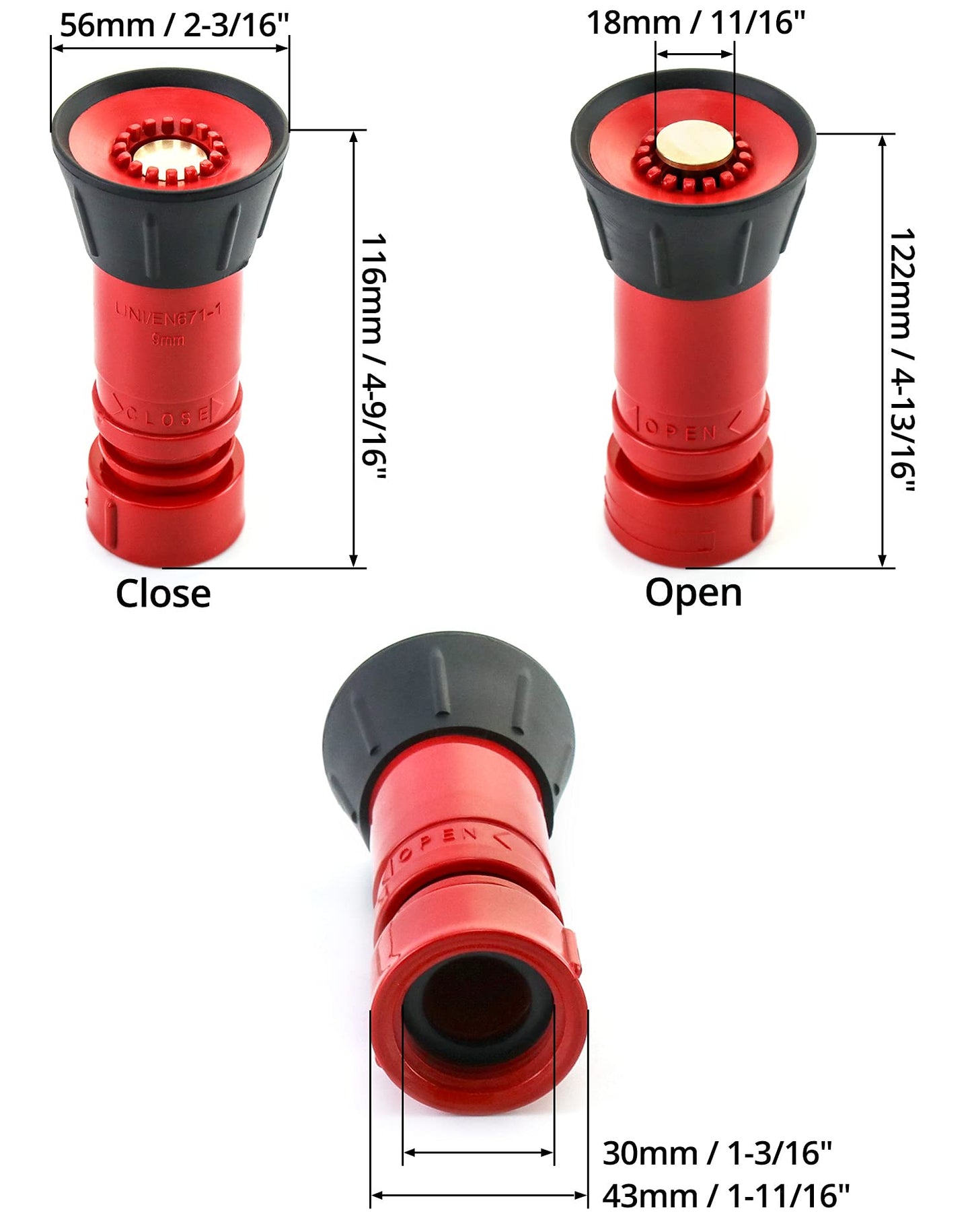 QWORK Fire Hose Nozzle, 1" Heavy Duty NPSH/NPT Thermoplastic Constant Flow Fog Nozzle, Fire Equipment