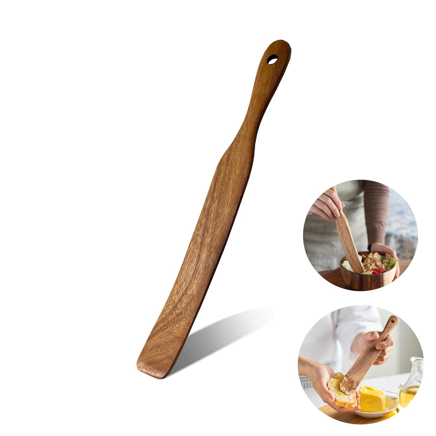 Skinny Wooden Spurtle Spatula for Sourdough Starter, Baking & Cooking, Non-Scratch Dough Scraper and Jar Mixing Tool, Ergonomic Stirring Stick for Canning, Spreading & Kneading (11 Inches)