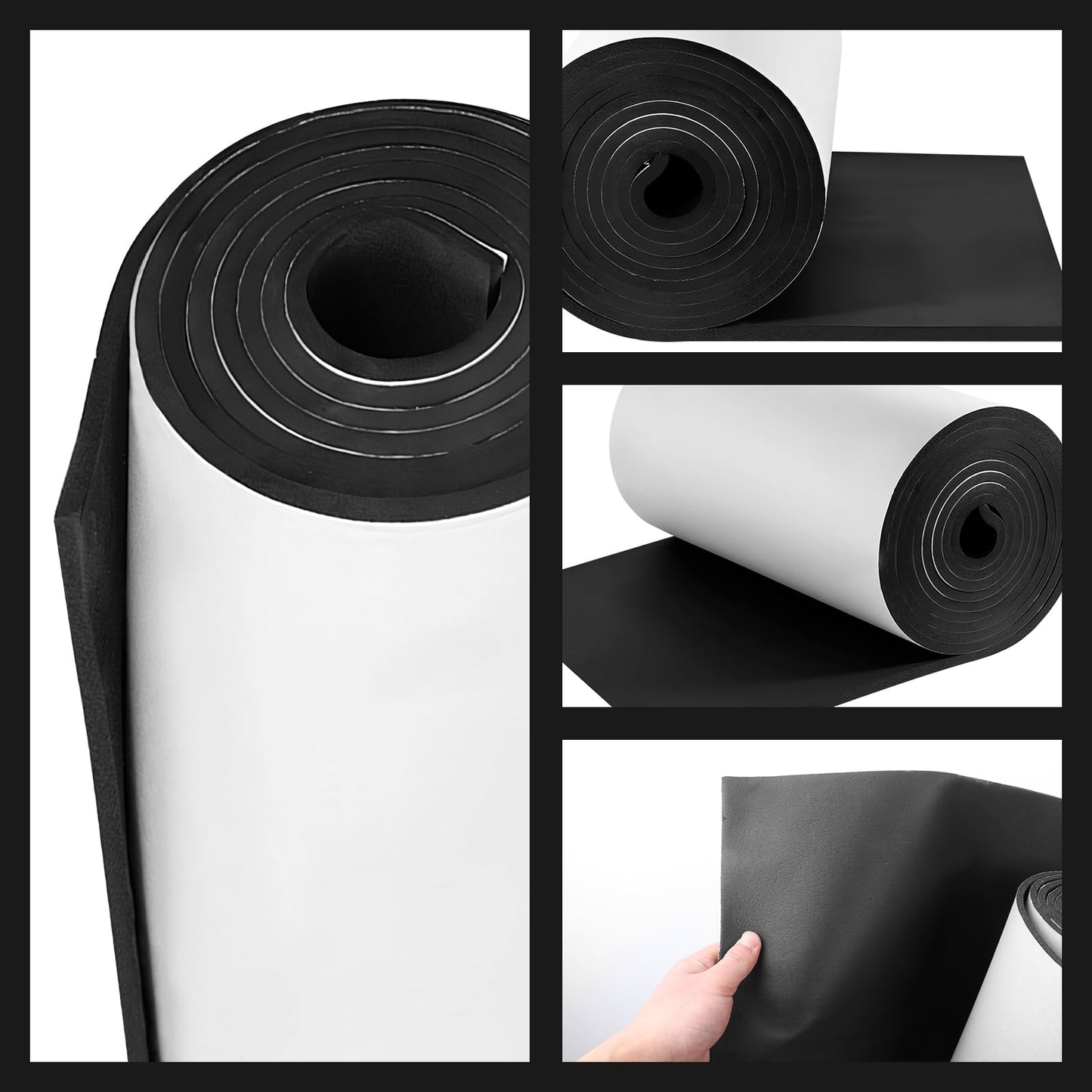 Adhesive Foam Padding Roll Closed Cell Sponge Neoprene Insulation Board Foam Sheet Pad with Sticky Back for Anti Vibration, Anti-Slip, DIY Crafts, Gaskets, Cosplay, Costume (Black, 12x59x1/4 Inches)