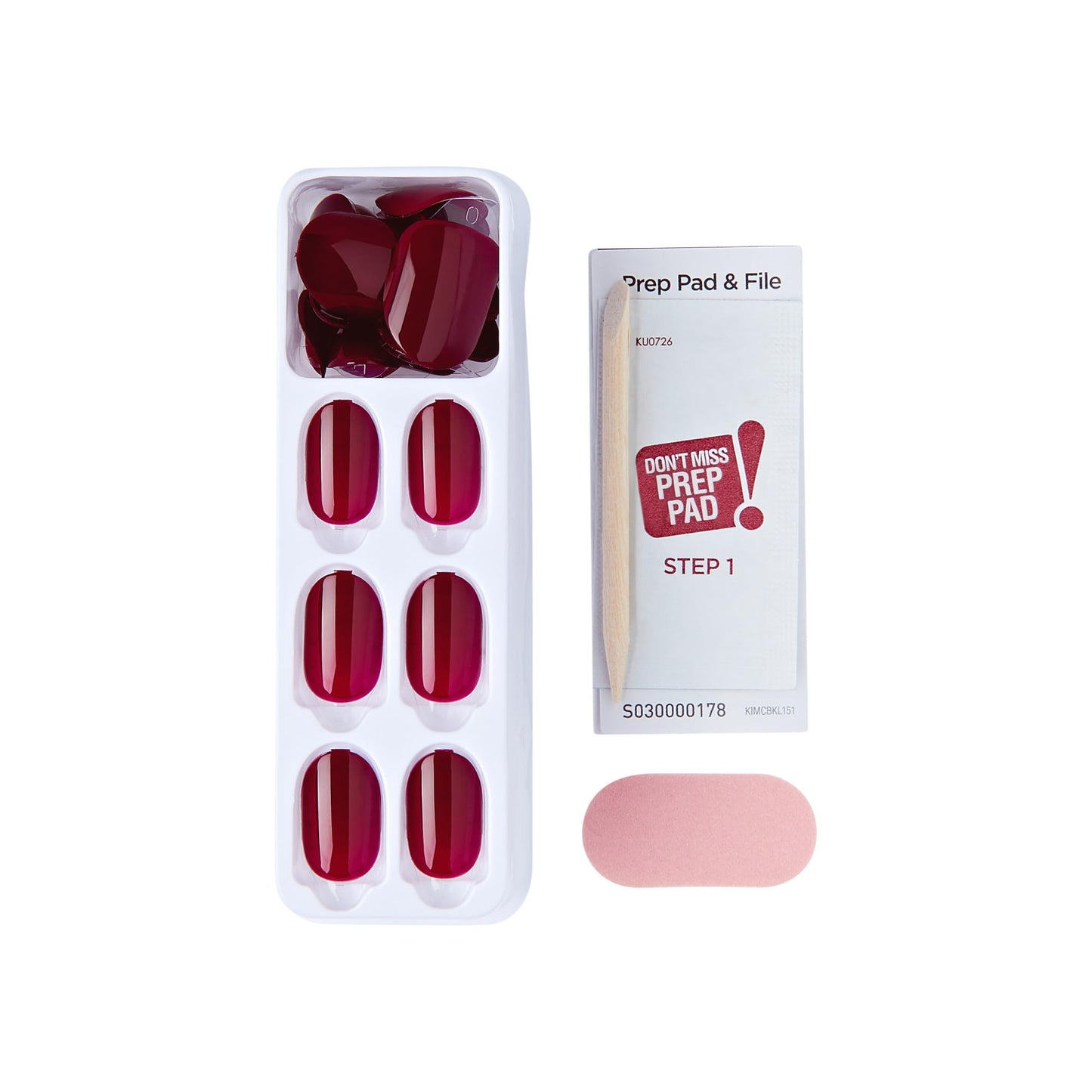 Kiss Impress No Glue Mani Press On Nails, Color, 'Maplewood', Red, Short Size, Oval Shape, Includes 30 Nails, Prep Pad, Instructions Sheet, 1 Manicure Stick, 1 Mini File (Pack of 2)