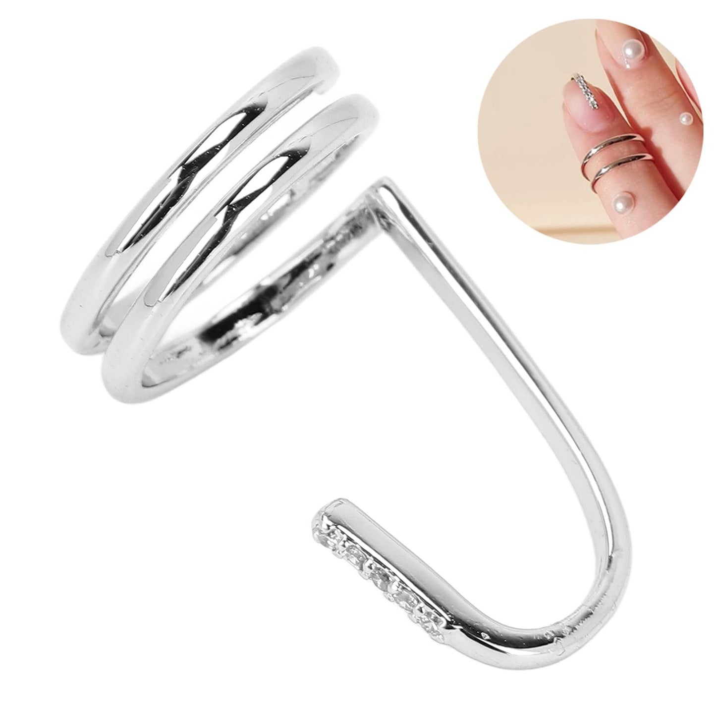 ZAICOLER Electroplated Copper Finger Nail Ring, Plating Jewelry Ring, Decorative for Parties, Weddings & Daily Wear, Ideal for Girlfriends (#2)